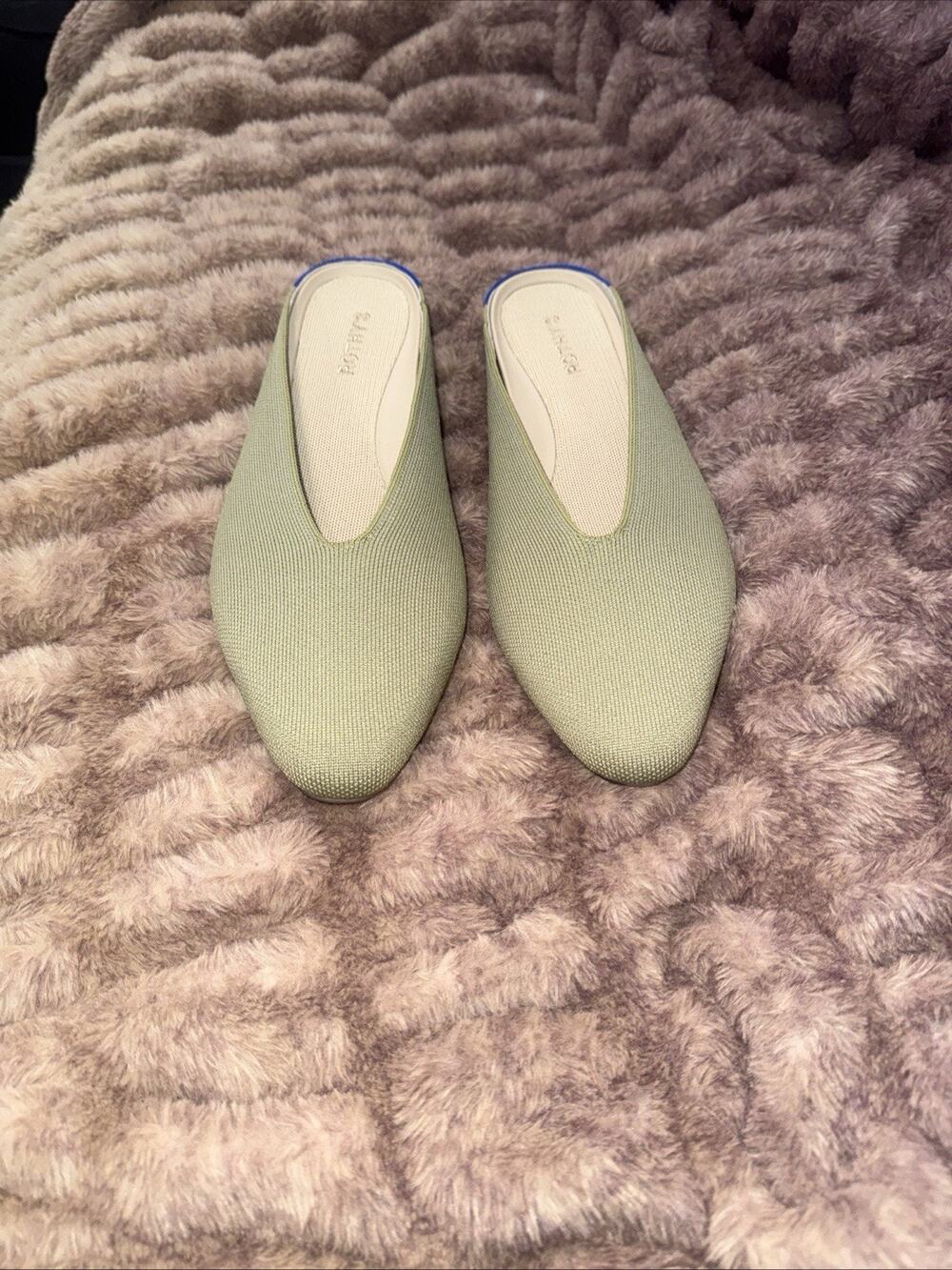NWOB Rothy's Almond Toe Demi Sage Green Mules Size 12.5
